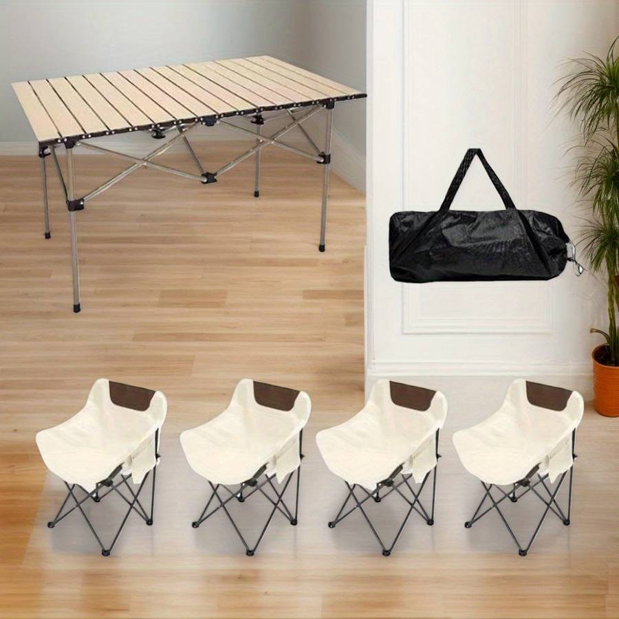 Outdoor Tables And Chairs Color Khaki 5Piece Set