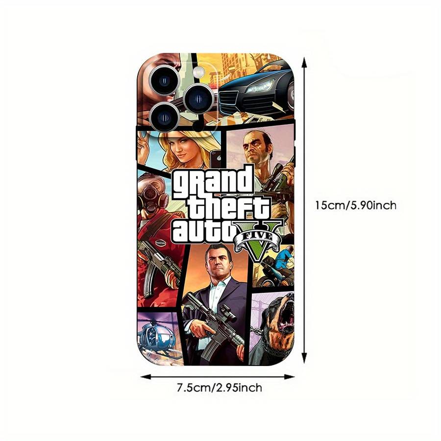 1Pc Black For iPhone 15 GTA5 Simple Thickened Phone Case