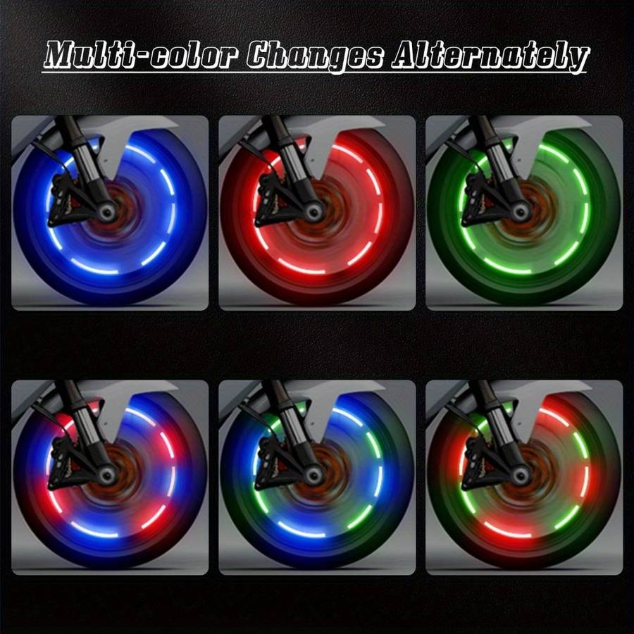 4pcs Vibrant LED Tire Valve Lights USB Rechargeable Multi-Color Flashing Wheel Cap