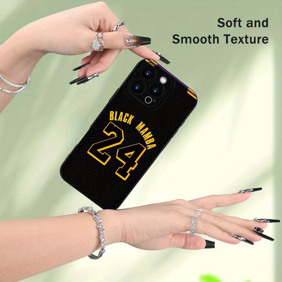 1Pc Black For iPhone 15 Pro No 24 Basketball Player Phone Case