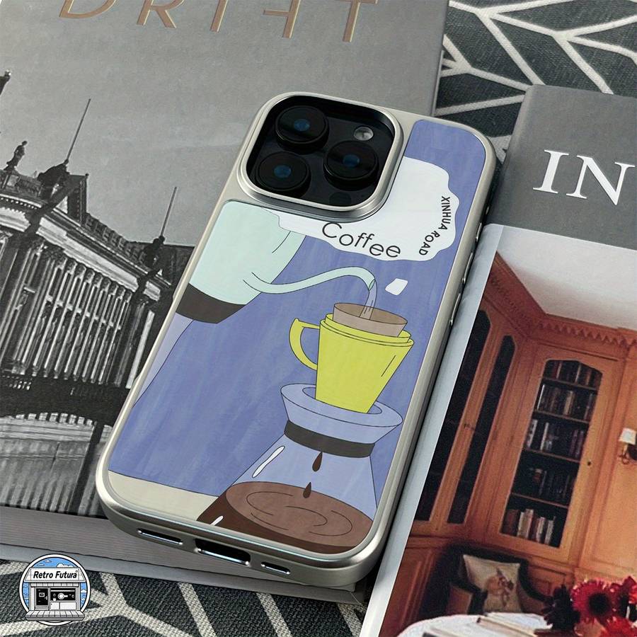 1Pc Mixed Color For iPhone 13 Pro Brewing Coffee Design Phone Case