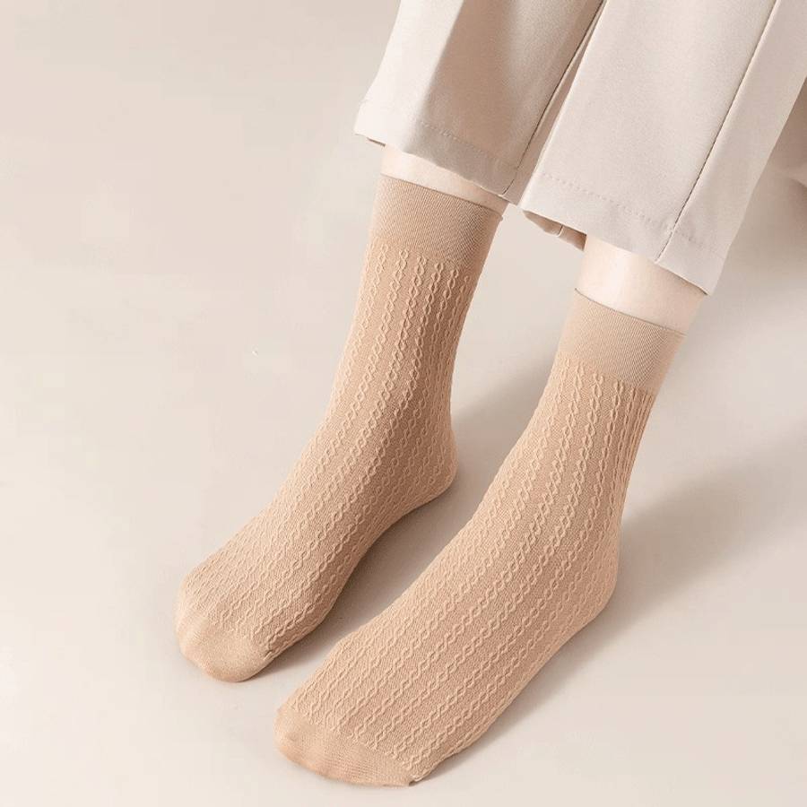 Women S Socks Color Black 5 Pairslight Beige 5 Pairs Size Onesize