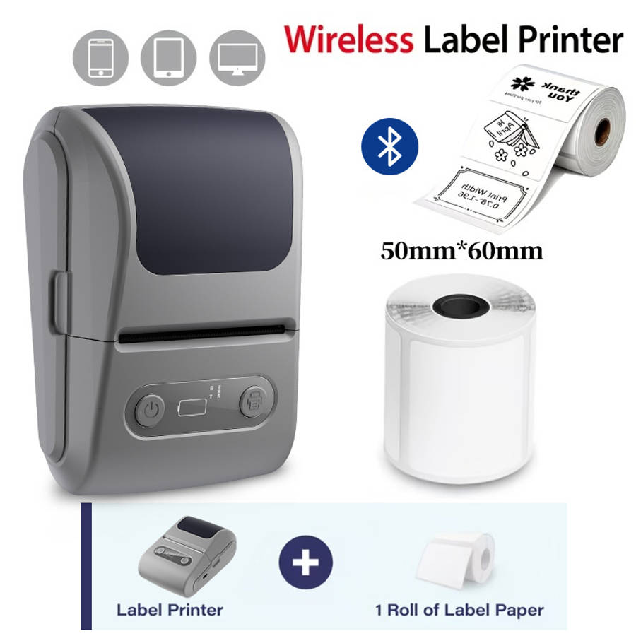 Printer Color Black Machine  1 Roll Of 50*60Mm Paper