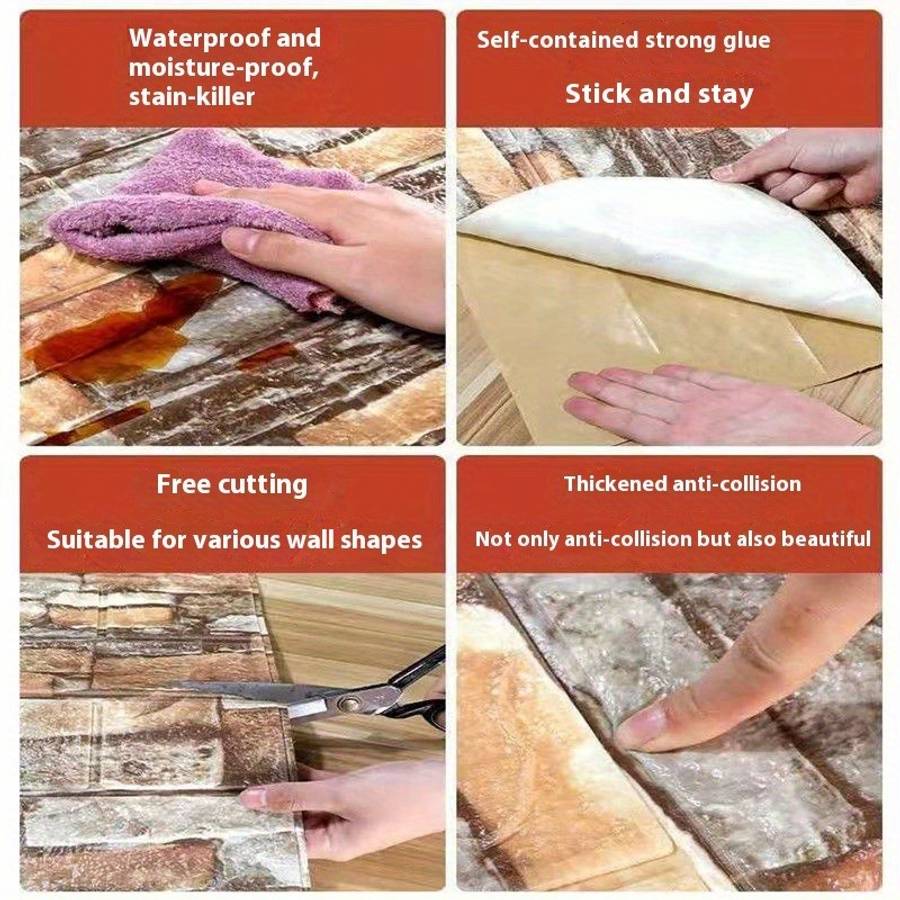 10PCS Industrial Textured Mosaic Tile Stickers Self Adhesive Metal Aluminum