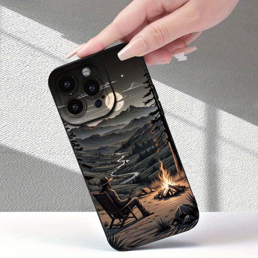 1Pc Black For iPhone 12 Pro Max Gentleman Fireplace Phone Case