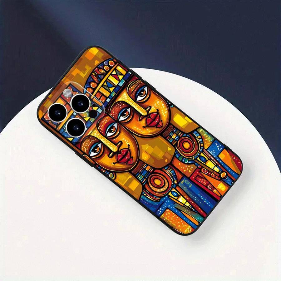 1Pc Black For iPhone 12 African Ceremonial Art Phone Case