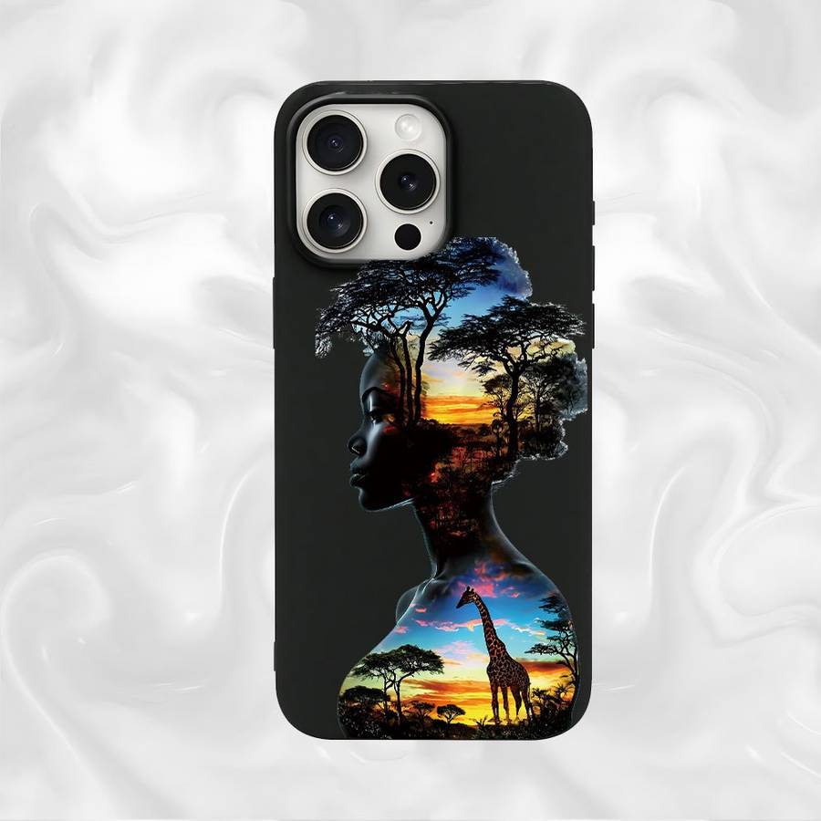 1Pc Black For iPhone 7 8 SE2 SE3 Sunset African Beauty Phone Case