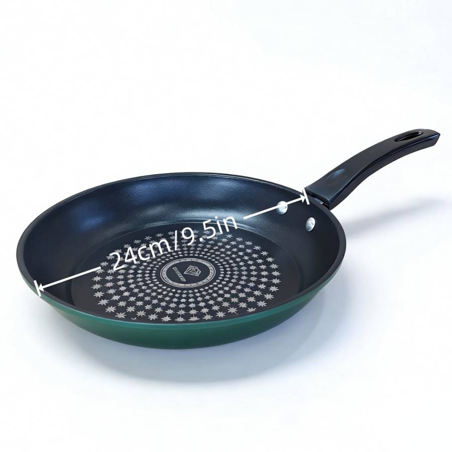 Frying Pan Color Green 24.0 Cm With Cover Sizedimensions 26.5Cm*25Cm*6Cm Weight 732G