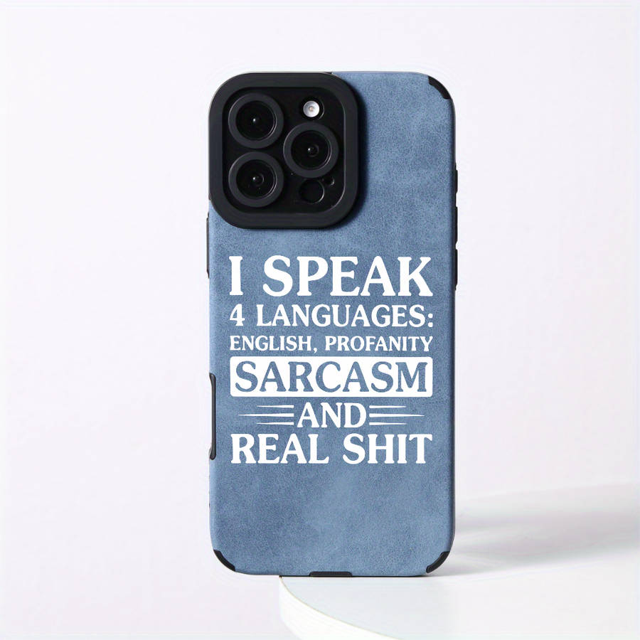 1Pc Blue For iPhone 13 Four Languages Real Phone Case
