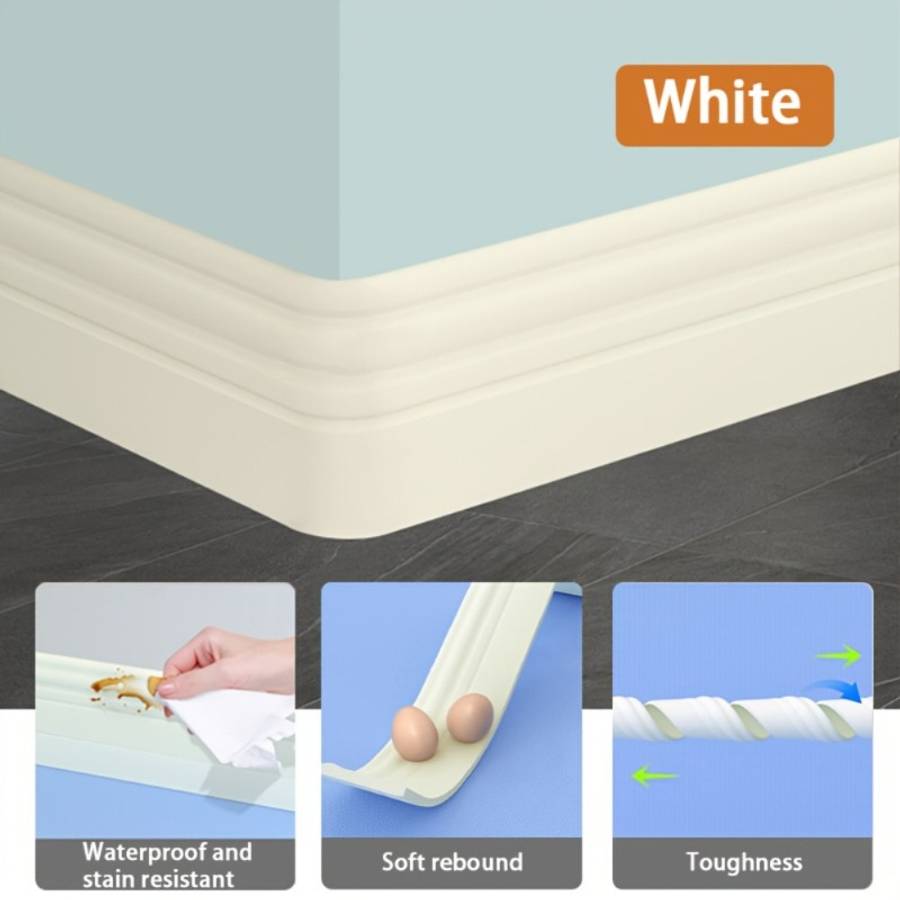Skirting Board 118.11 Inches * 2.36 Inches 5 Meters * 6 Centimeters Style Elegant White