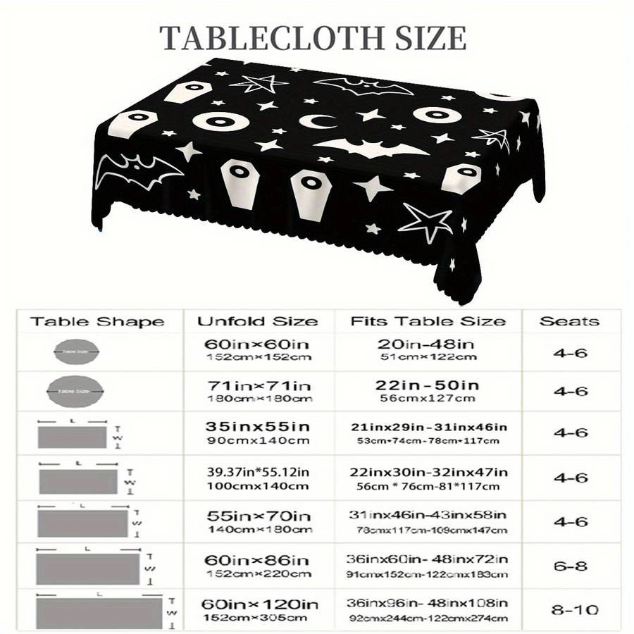 Halloween tablecloth decoration size 140cm x 180cm or rectangular