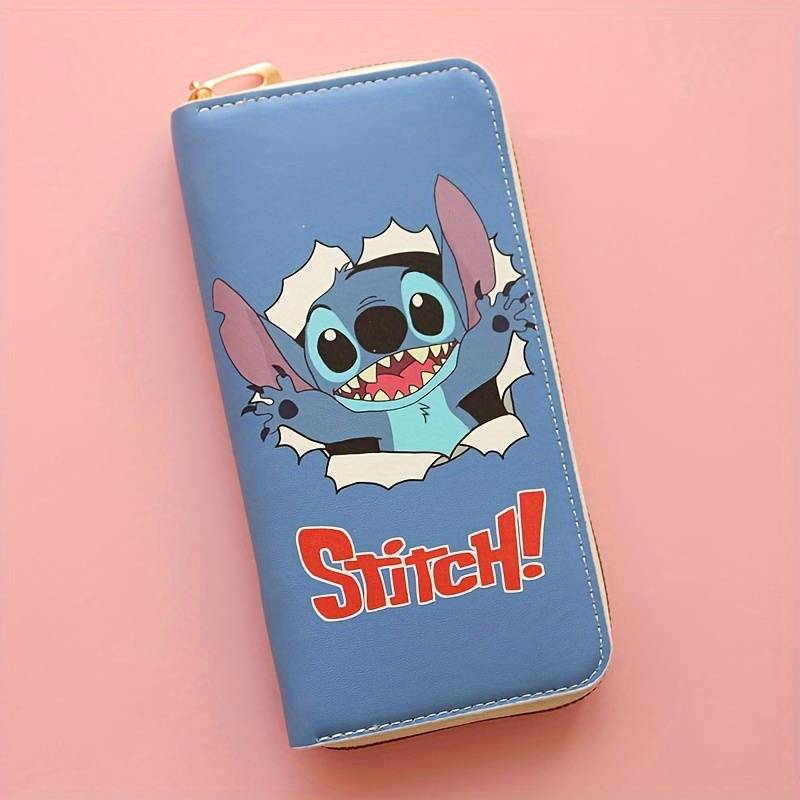 1pc Stitch Lilo Long Zipper WalletMulti-Character Design Holiday Gift Idea Polyester Lining