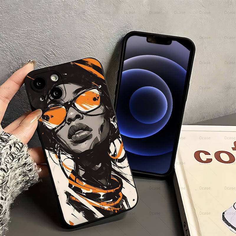 1Pc Black For iPhone 7 8 SE2 SE3 Angel Eyes African Women Phone Casee