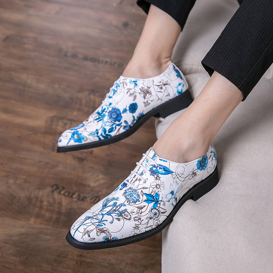 Mens Leather Shoes Color White Blue Sizeuk 9.5