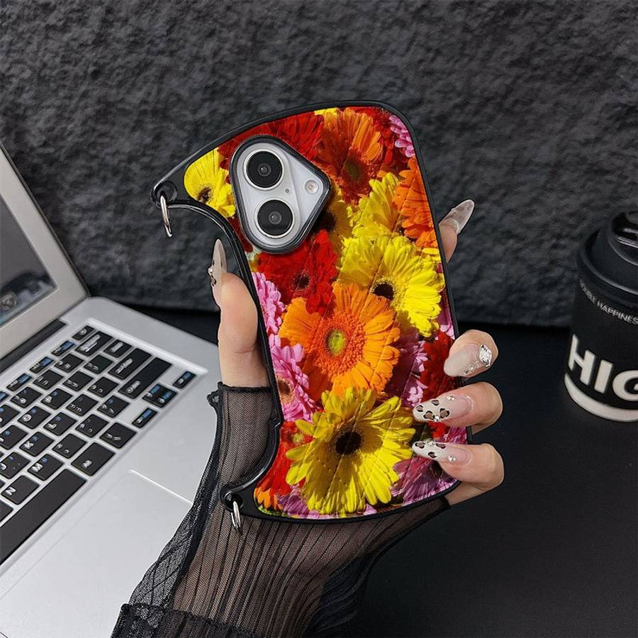 1Pc Mixed Color For iPhone 15 Plus Colorful African Daisy Bouquet Phone Case