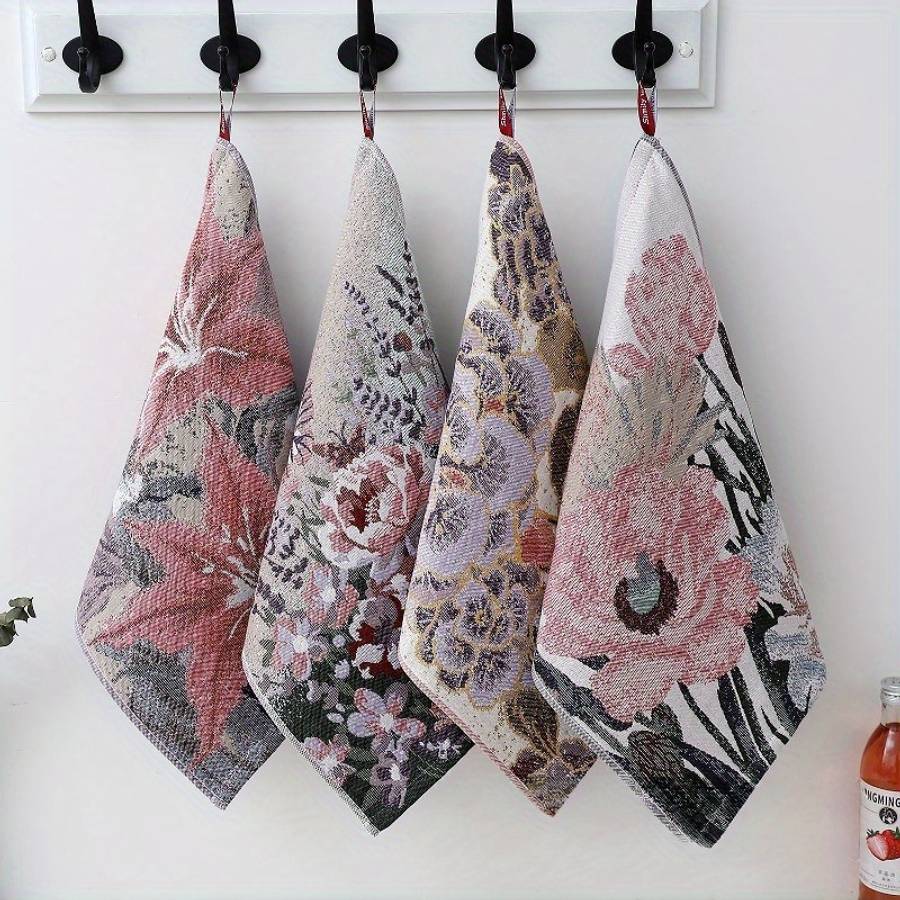 Towel Color 4Pcs Floral Towel Storage34*40Cm