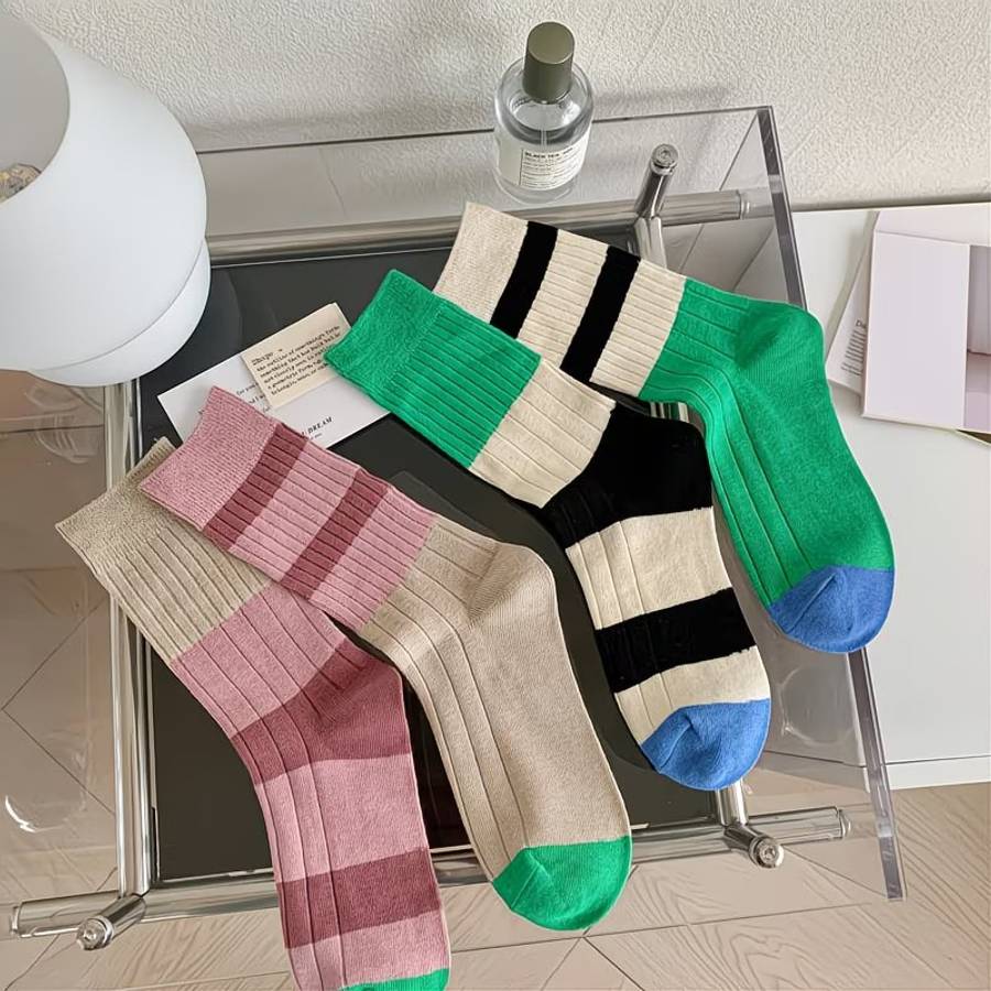 Women S Socks Color 1 Pair Pink And White Size Asian Onesize