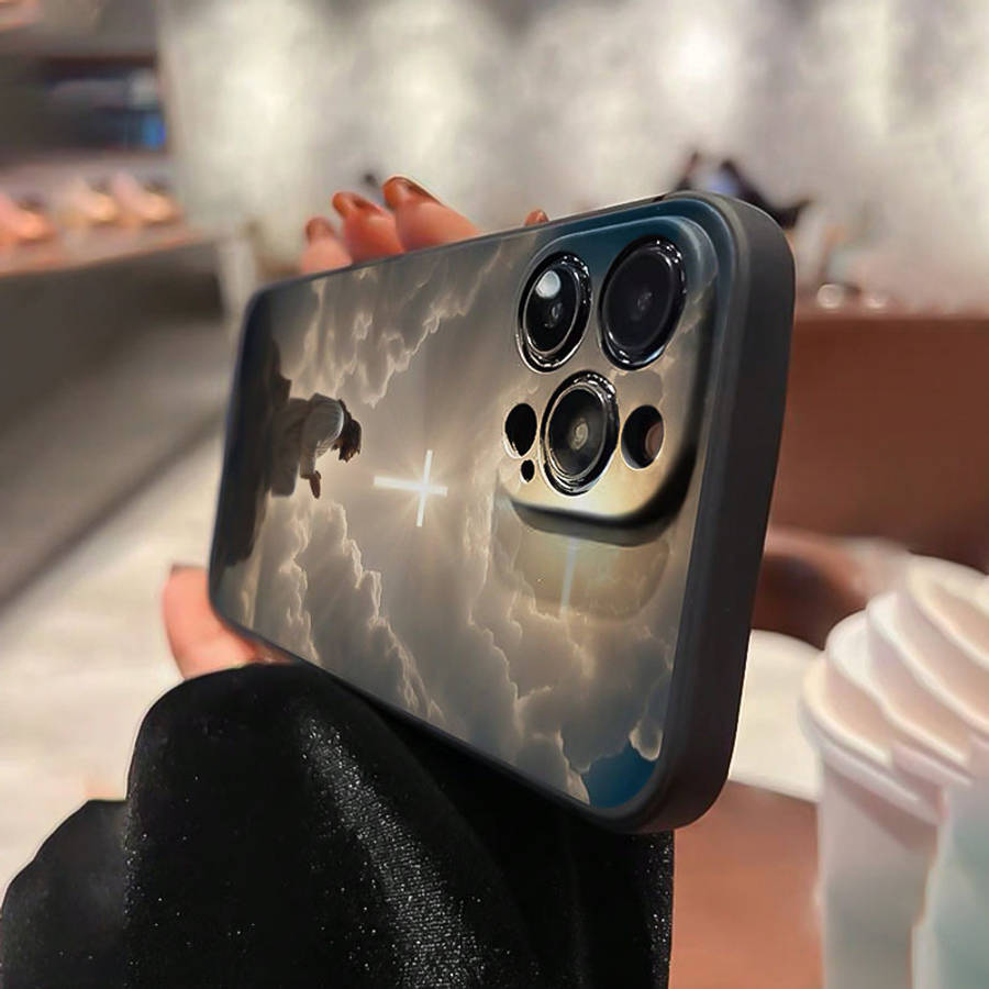 Black For iPhone Jesus Cross Pattern Phone Case