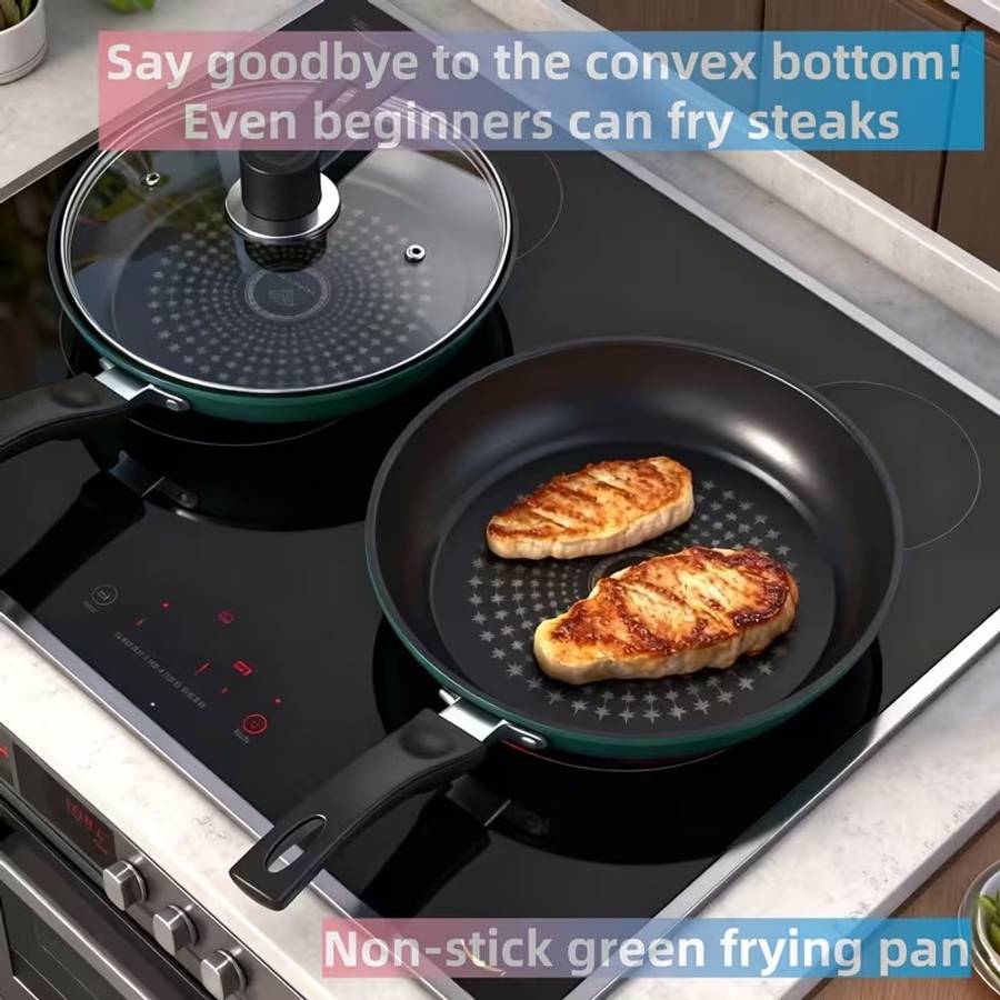 Frying Pan Color Green 24.0 Cm With Cover Sizedimensions 26.5Cm*25Cm*6Cm Weight 732G
