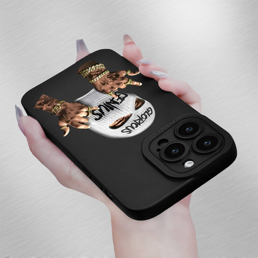 1Pc Black For iPhone 13 Mini Masked Bandit Print Phone Case