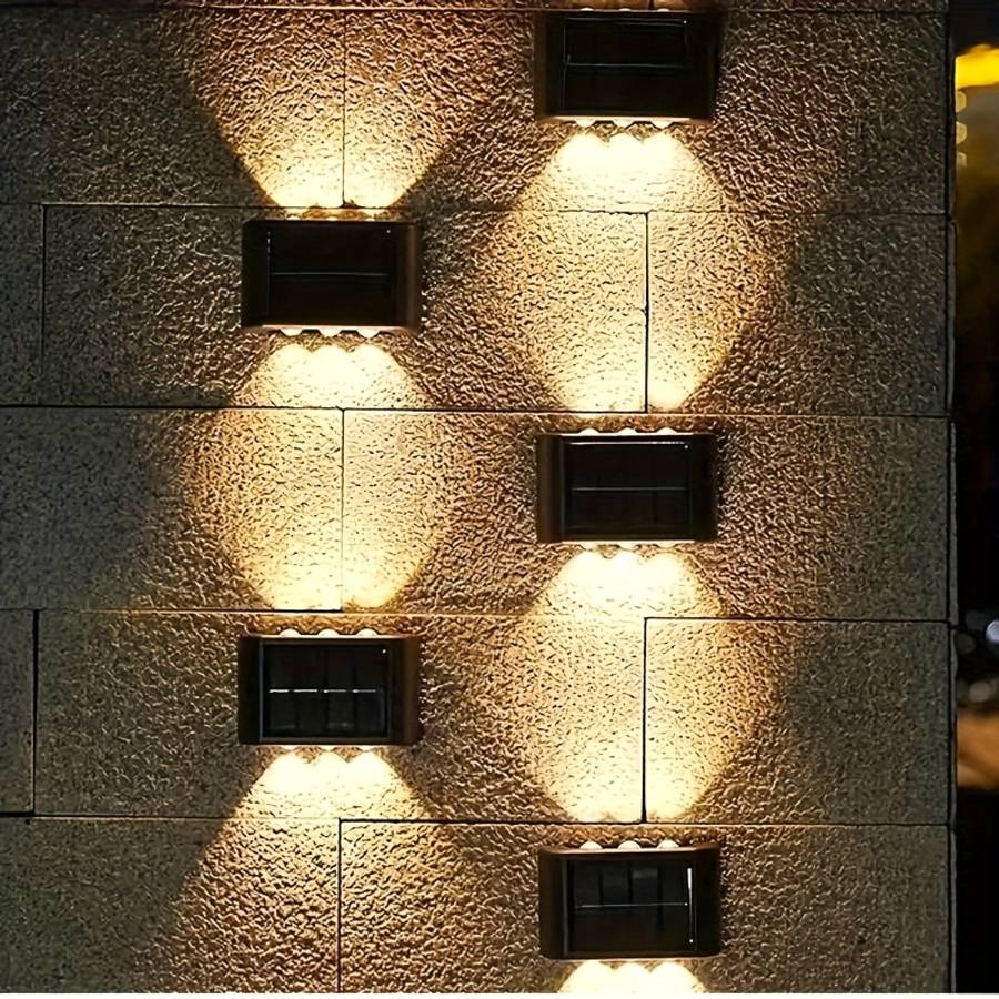 Solar Emergency Lights Applicable People 6Led Solar Outdoor Wall Light Itemswhite Light2Pcs