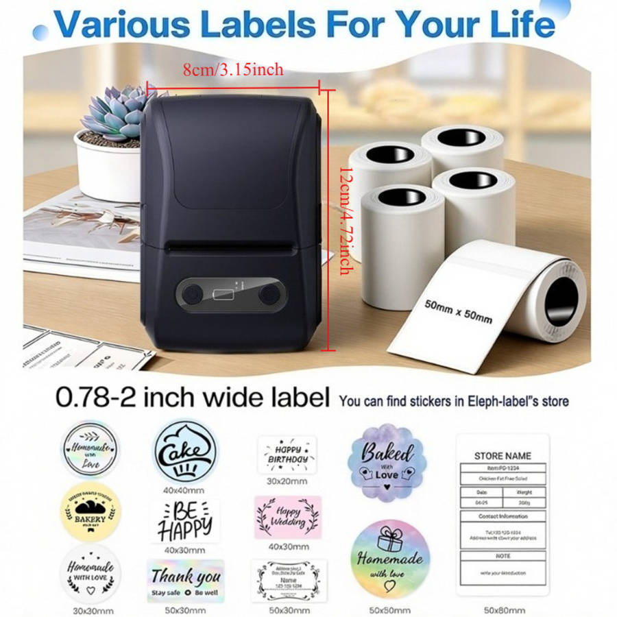Printer Color White Label Maker  5 Rolls Of Paper