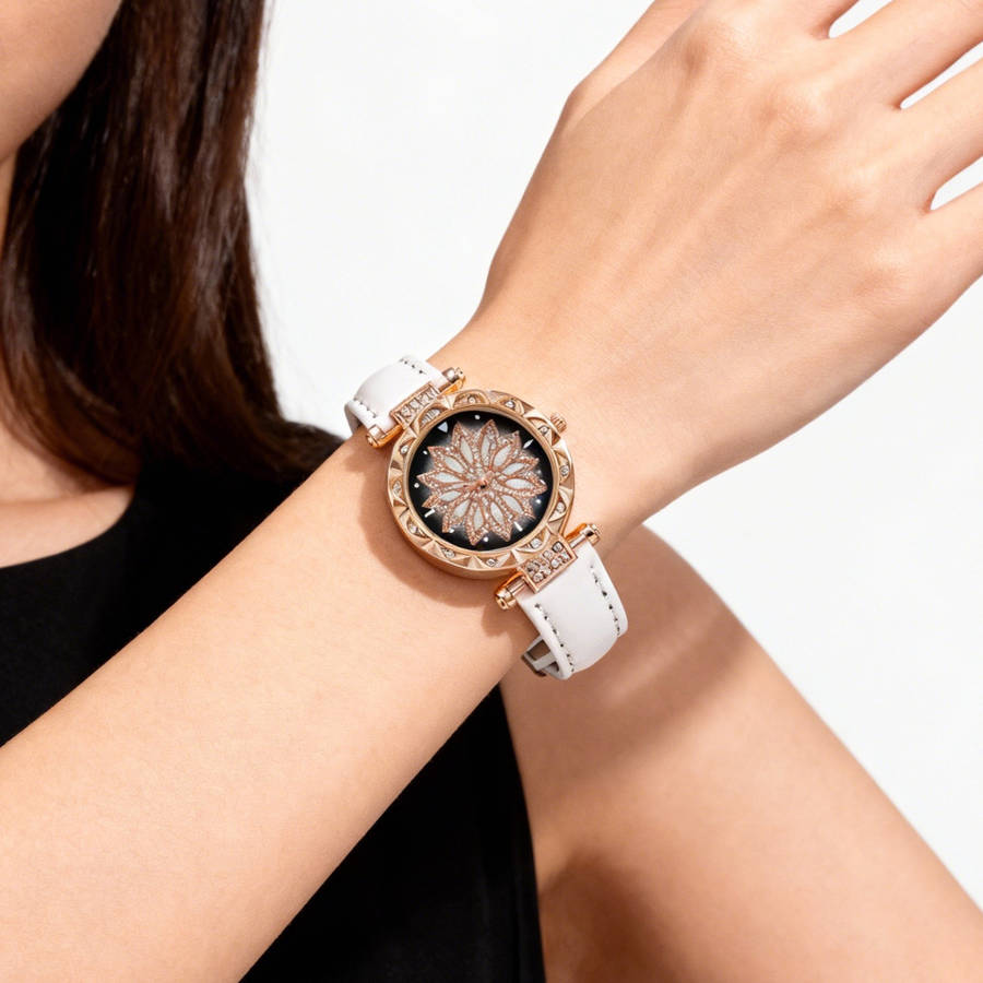 6Pcs Quartz Ladies Watch Heart Themed Necklace Ring Earrings