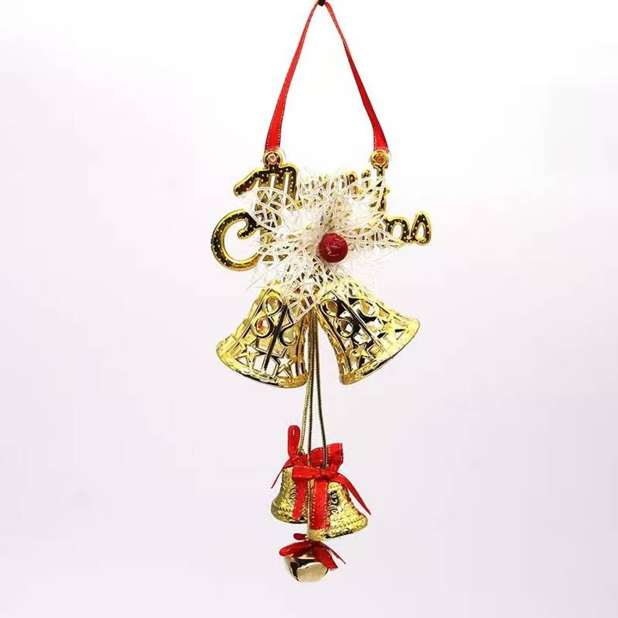 Christmas Decorations Color Silvery Items 1 Piece Of Christmas Three Bells With Bows