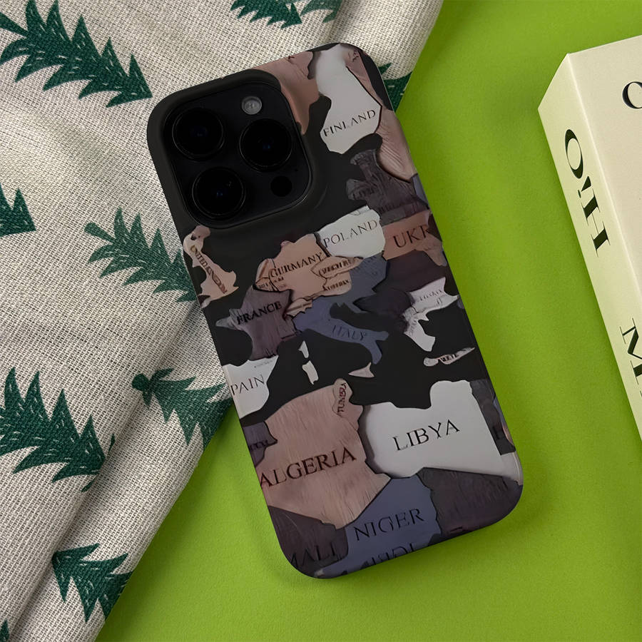 1Pc Mixed Color For iPhone 16 Pro World Map Phone Case