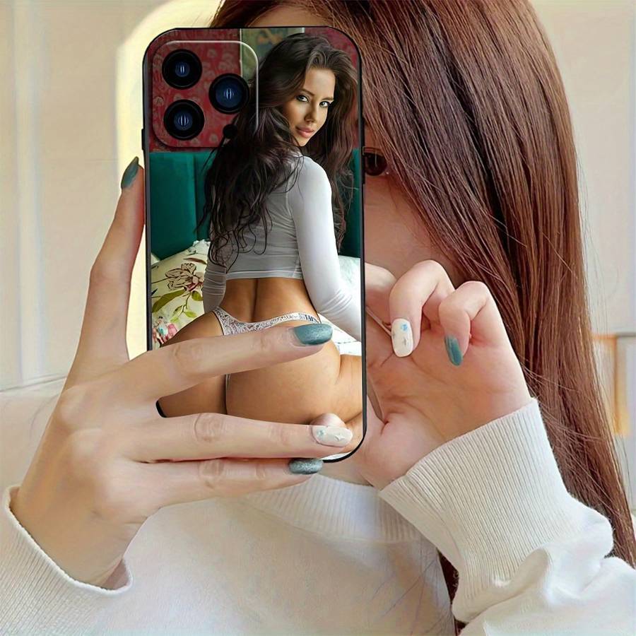 1Pc Black For iPhone 16 Pro Sexy Beauty Phone Case