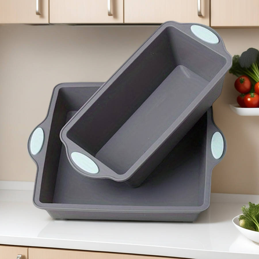 Suitable For Baking Molds Color Gray Edged Blue Quantity Two Piece Set