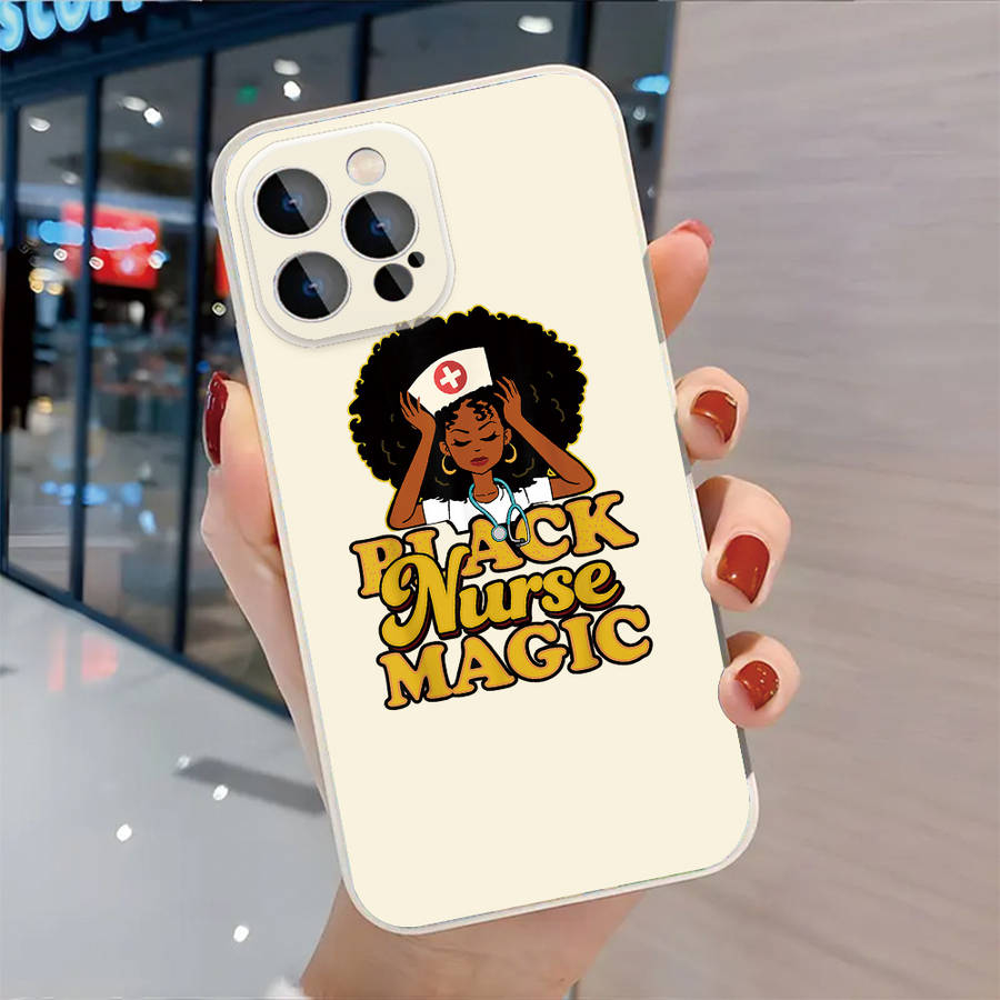 1Pc Ivory White For iPhone 14 Pro Nurse Magic African Phone Case