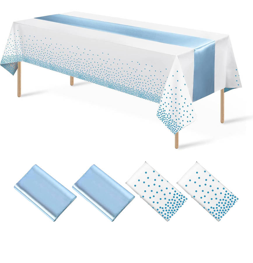 Christmas Tablecloth Color Blue Size 4Pcs 2Set