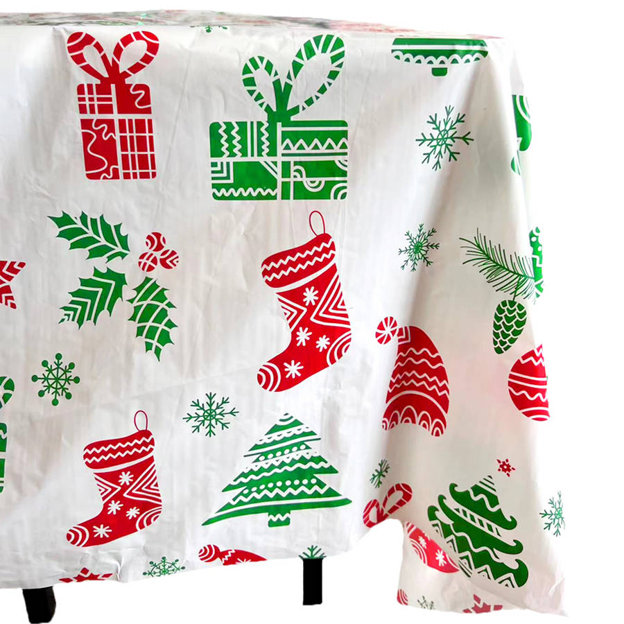 Christmas Tablecloth Color White Size 1X2.7