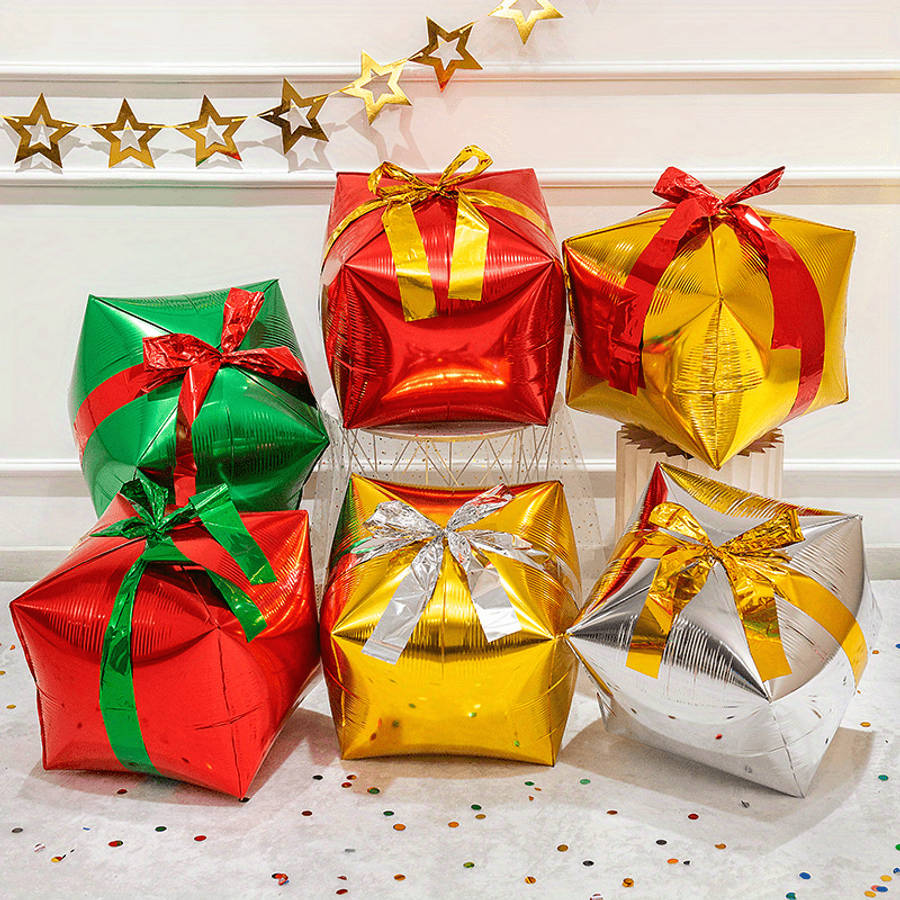 Christmas Gift Boxes Color 3 Random Color Gift Box Balloons