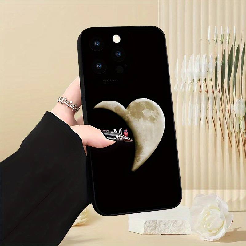 1Pc Black For iPhone X XS Moon Letter M Pattern Phone Case