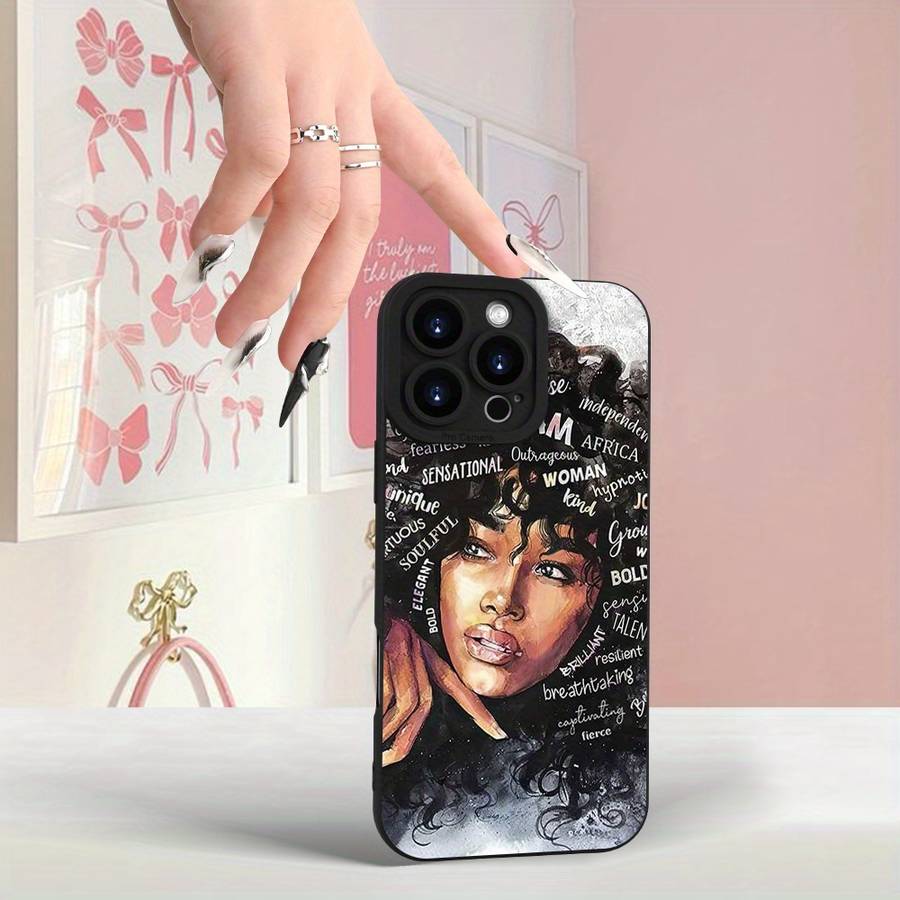 1Pc Black For iPhone 14 Plus African Girl Phone Case