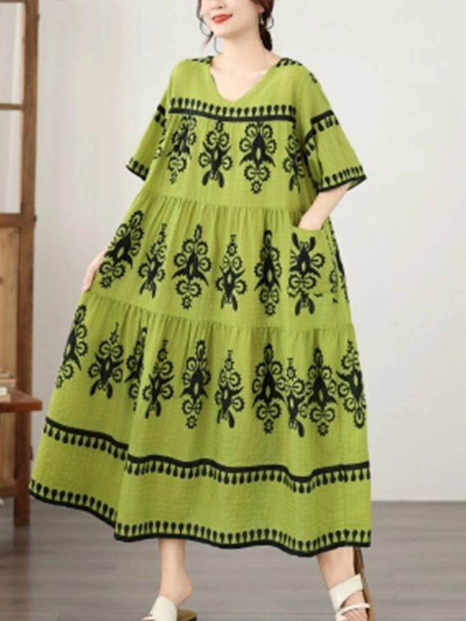 Women S Dress Color Green Size Asian One Size