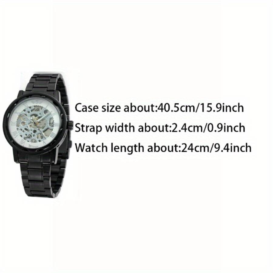 Modern Mens Mechanical Watch Skeleton Dial Full Black Dial Alloy Case
