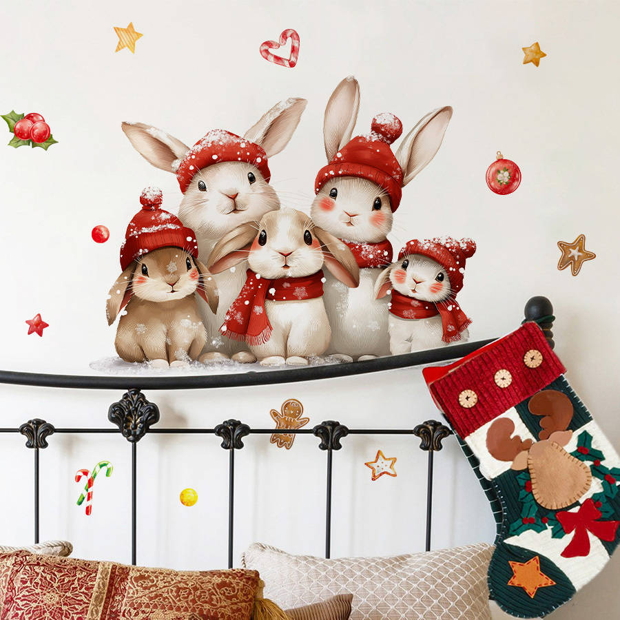 Christmas Decorations Model 5Pcs Christmas Rabbit Family