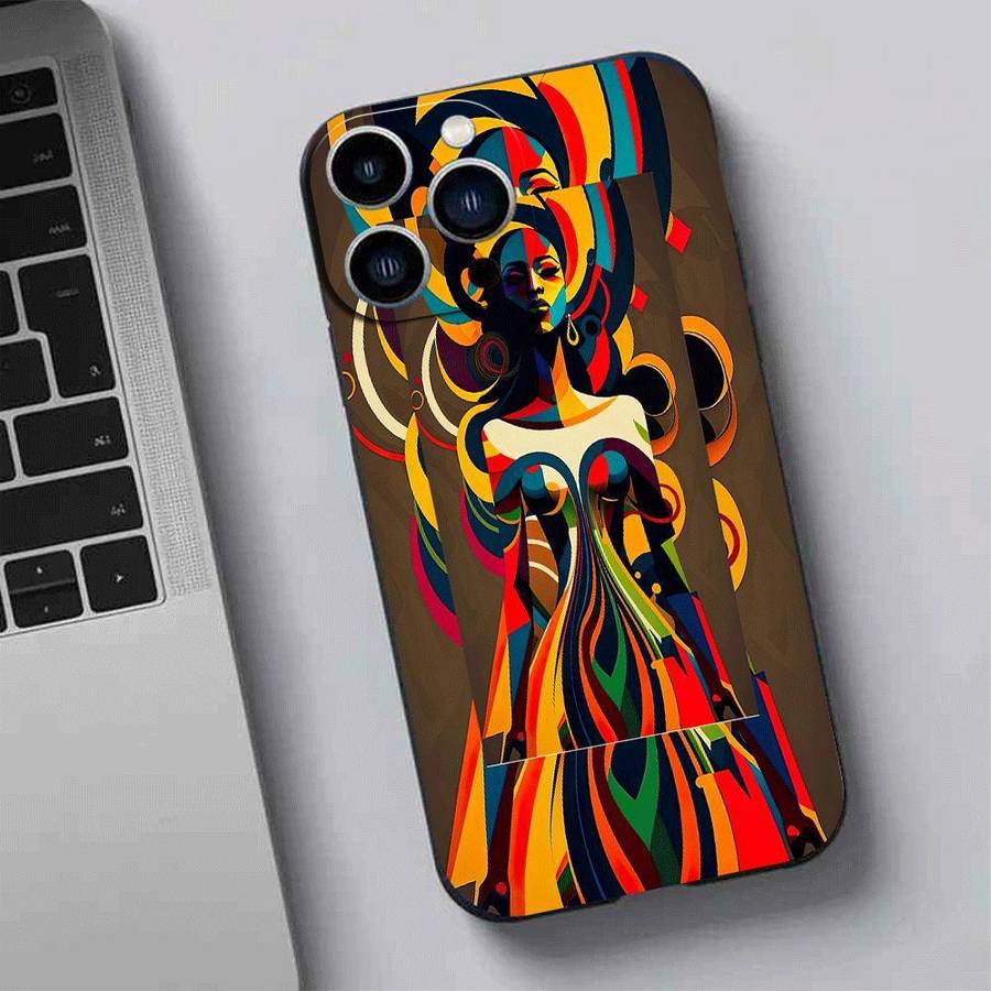 1Pc Black For iPhone 12 Pro African Style TPU Phone Case