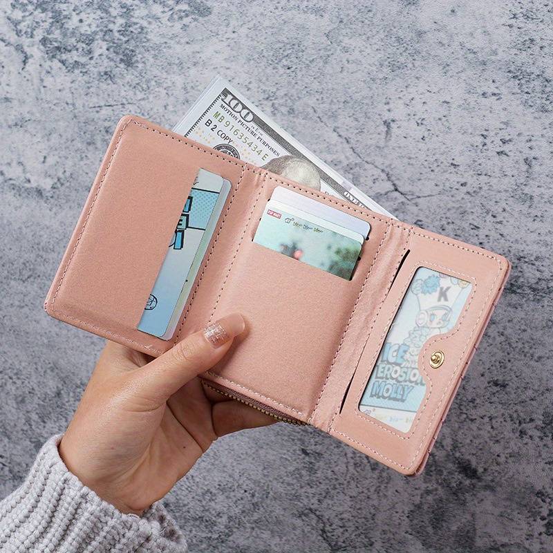 1pc New Korean Style Fashion Heart-Shaped Embroidered Women'S Short Zipper Wallet Clutch Solid Colo