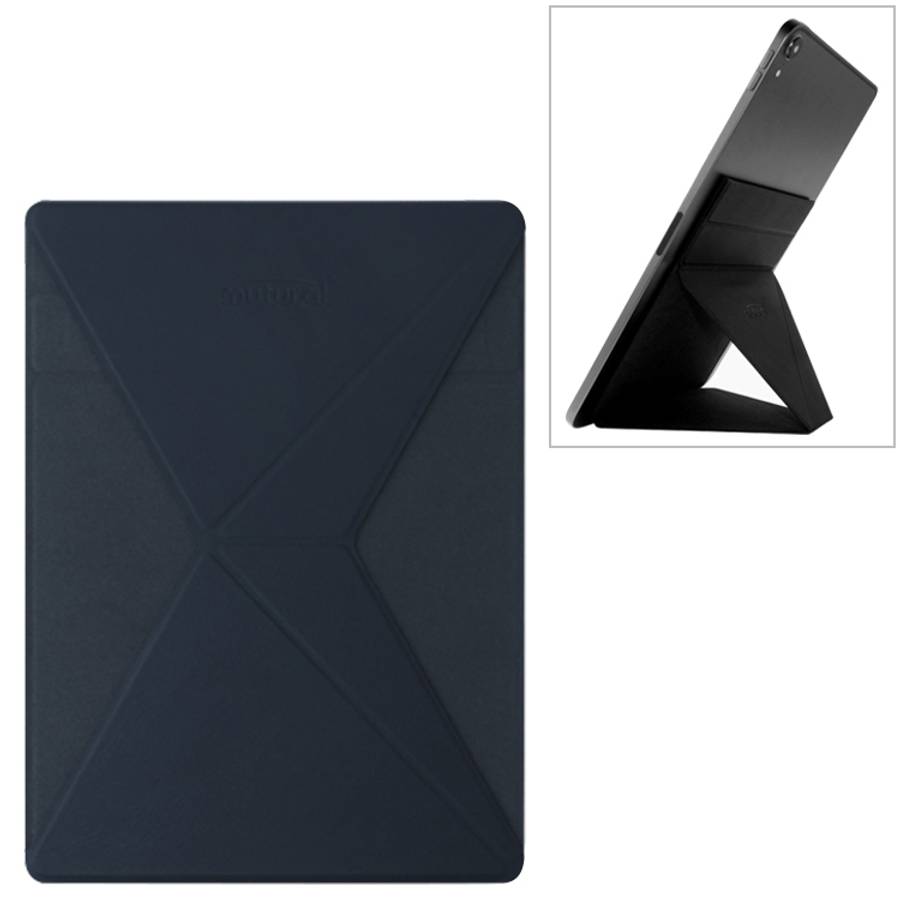 Mutural For iPad 9.7 inch-12.9 inch PU Leather Angle Adjustable Adhesive Tablet PC Invi ... (Blue)
