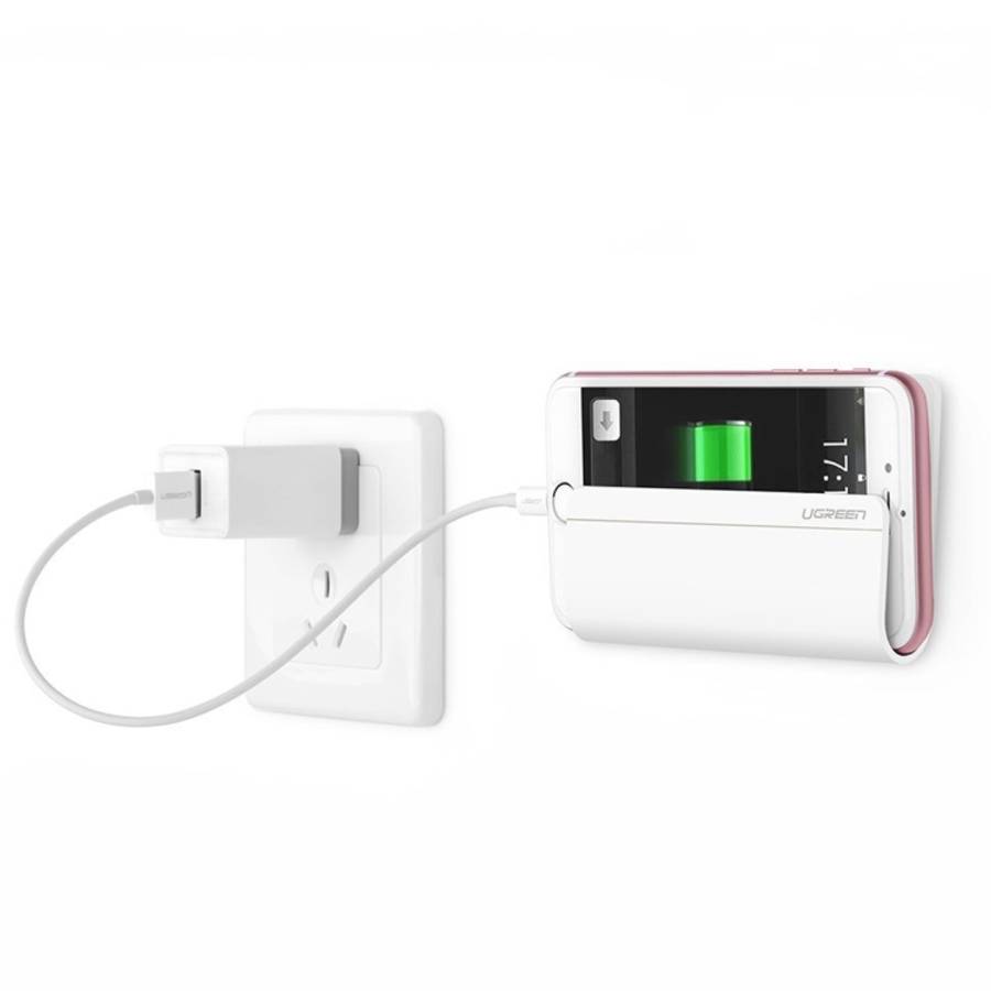 UGREEN Phone Charging Holder Wall Dock with Sticker For iPhone, Samsung, Lenovo, Sony ... (Silver)