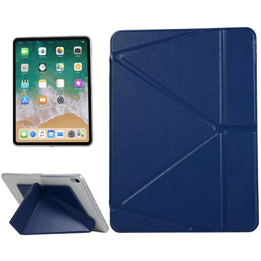 PU Leather Case for iPad Pro 11 inch (2018), with Multi-folding Holder & Sleep / W ... (Dark Blue)
