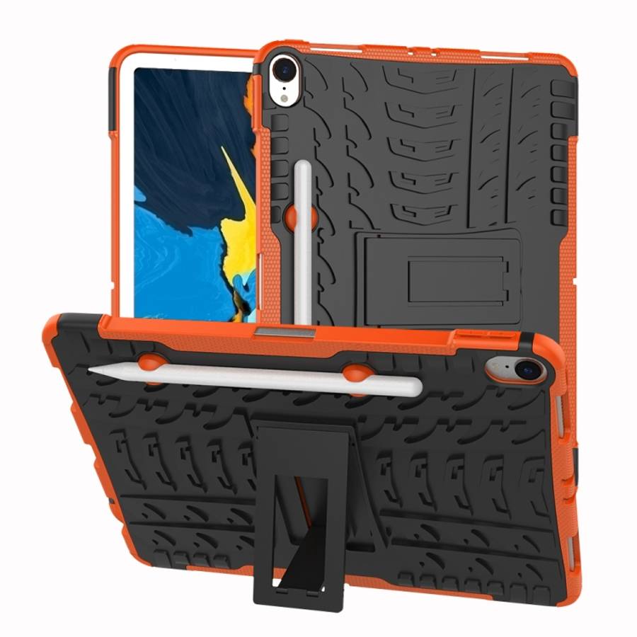 Tire Texture TPU+PC Shockproof Case for iPad Pro 11 inch (2018), with Holder & Pen Slot (Orange)