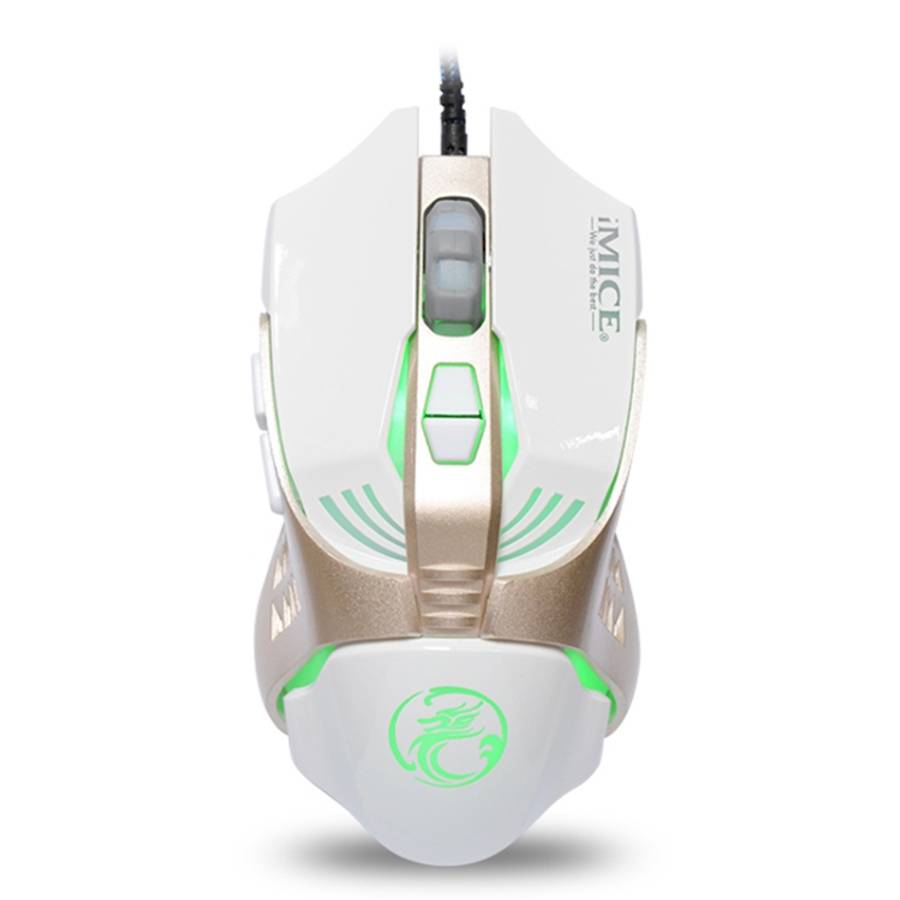 iMICE V5 USB 7 Buttons 4000 DPI Wired Optical Colorful Backlight Gaming Mouse for Comp ... (White)