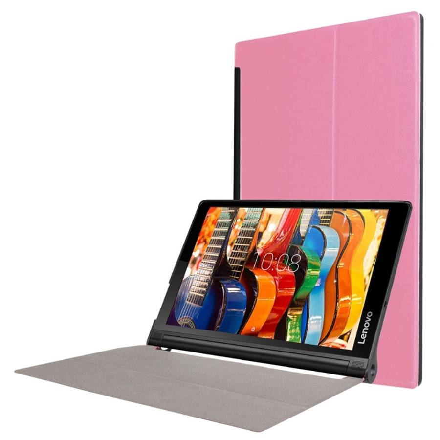 Custer Texture Horizontal Flip Solid Color Leather Case with Three-folding Holder for L ... (Pink)