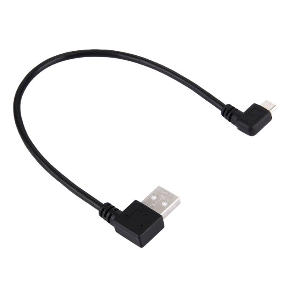 20cm USB 2.0 Male Bent Right Turn Reversion 90 Degrees to Micro USB Male Bent Data Charging Cable