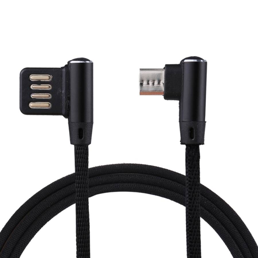 1m 2.4A Output USB to Micro USB Double Elbow Design Nylon Weave Style Data Sync Charging Cable